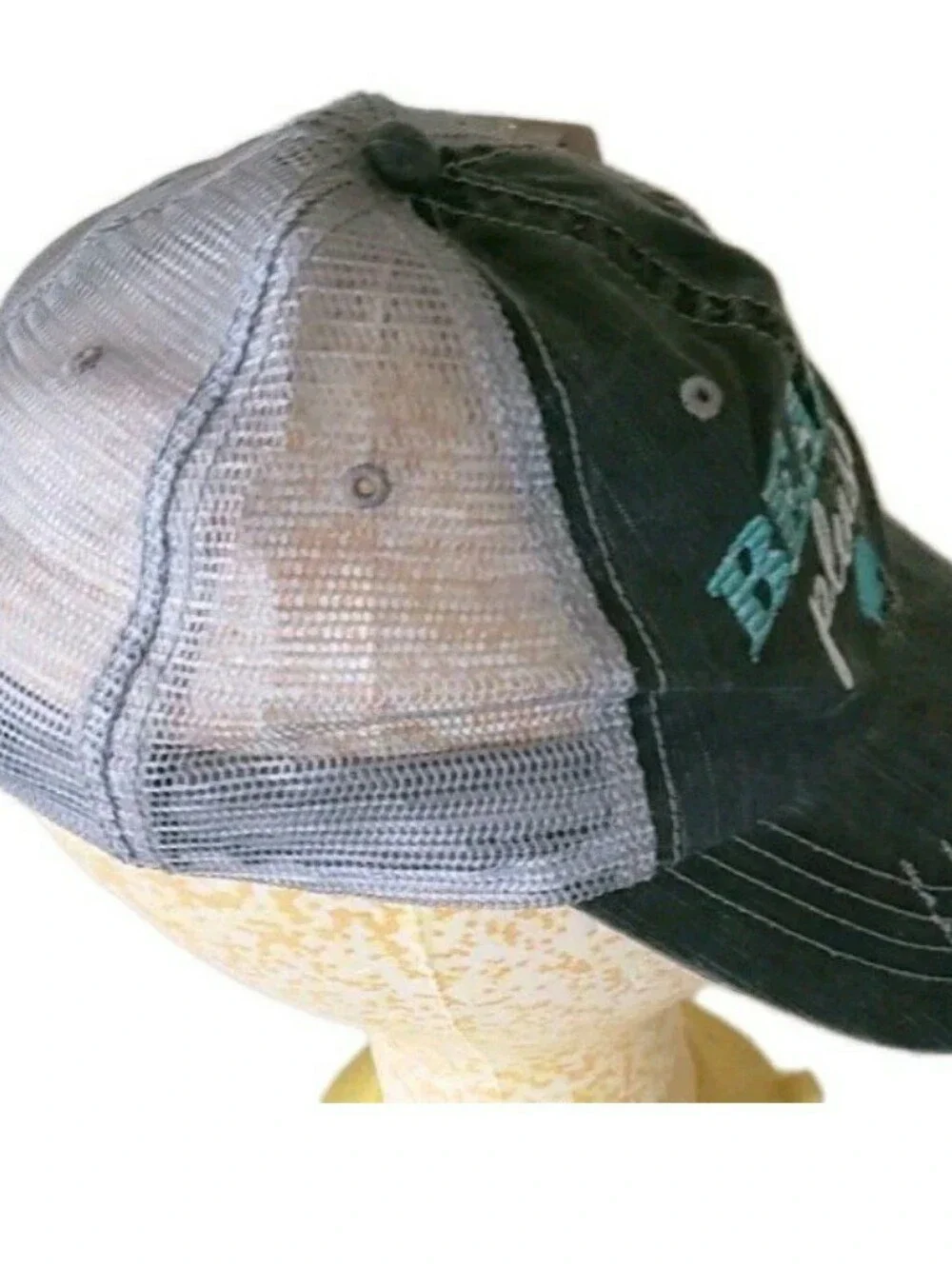 Ag Adriano Goldschmied  'Beach Please' Mesh-Back Cap in Black and Teal. New.